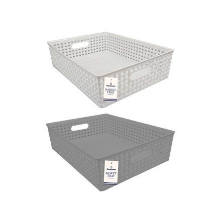 Plastic Rattan Effect Basket Tray