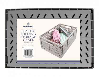 Plastic Folding Storage Crate Large - 3L Grey