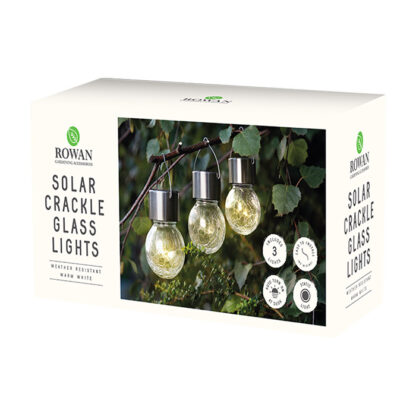 3 Solar Crackle Glass Hanging Lights Warm White