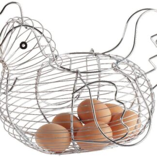 St@llion Chrome Plated Chicken Shaped Wire Egg Basket